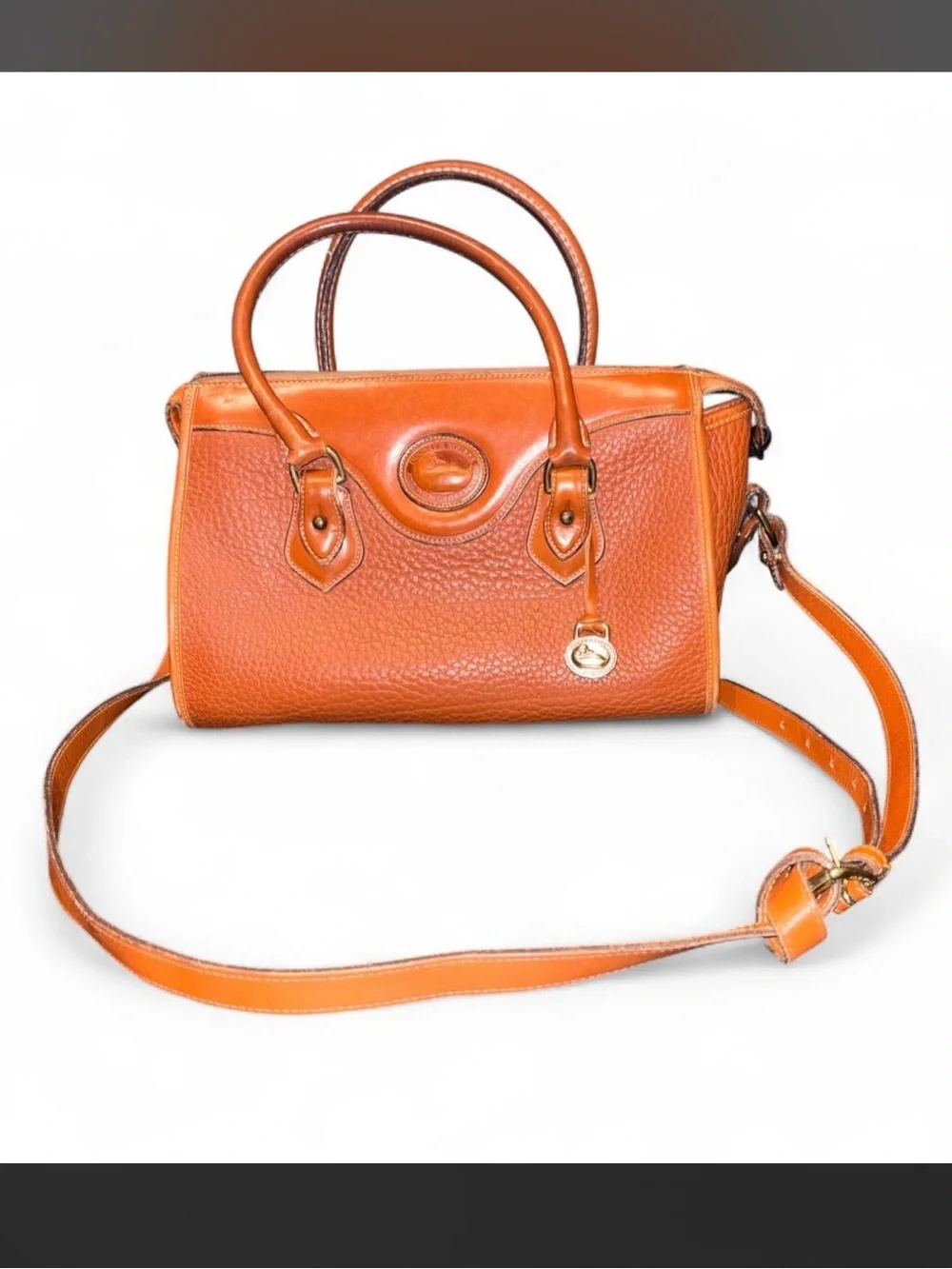 Vintage Dooney & Bourke Orange Leather Satchel Crossbody 🦆